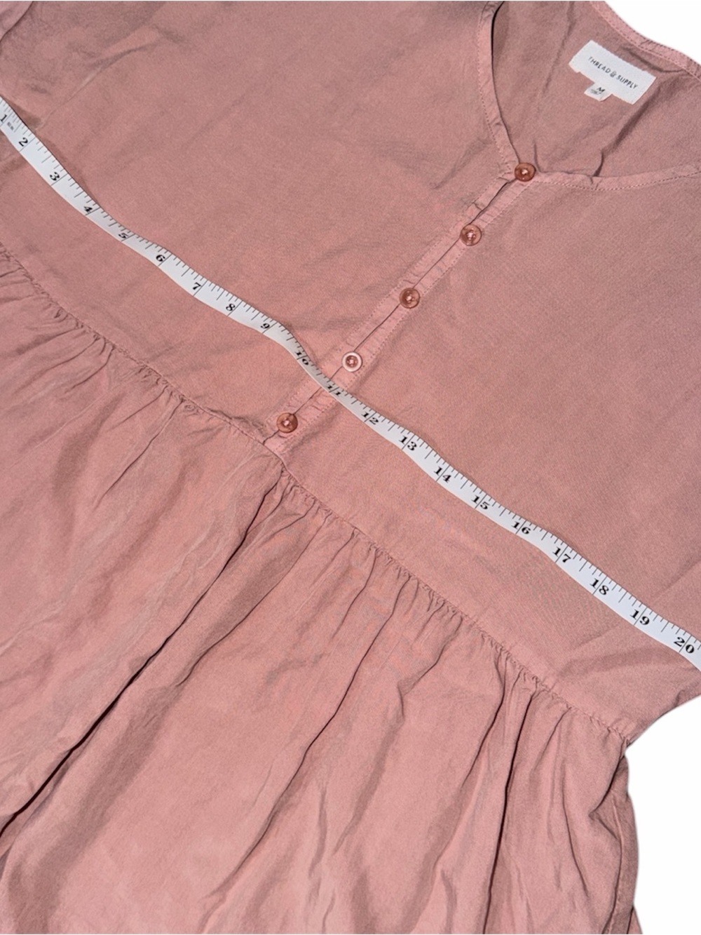 THREAD & SUPPLY Dusty Rose Button-Front Peplum Blouse 100% Loycell - Picture 6 of 8